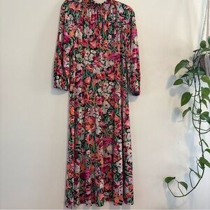 MAGGY LONDON Women's 8 floral stretchy high neck long sleeve dress fall outfit
